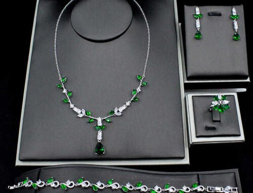 Luxury platinum plated cubic zirconia jewelry set for bride