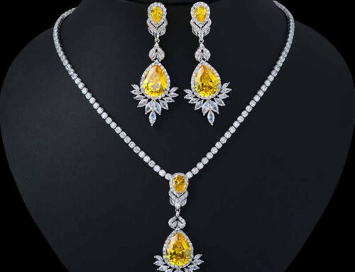 Retro style luxury brilliant zircon jewelry set for wedding