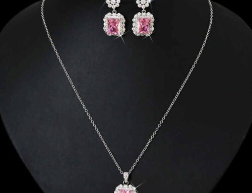 Brilliant cubic zirconia jewelry set of clavicle chain and earrings