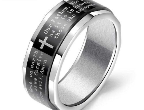 Rotating Punk titanium rings with fashion cross and Christian Bible
