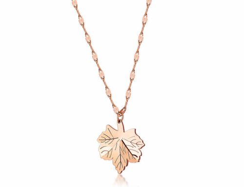 Creative maple leave shape rose gold color titanium steel cute necklaces