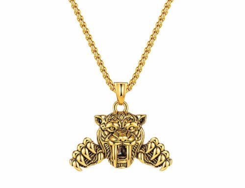 Hiphop creative tiger head men`s titanium steel pendant