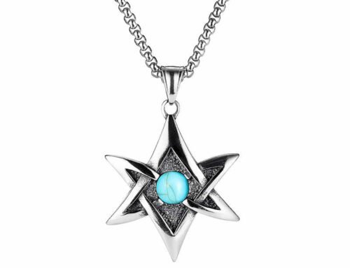Retro style punk six pointed star titanium steel pendants with ABS