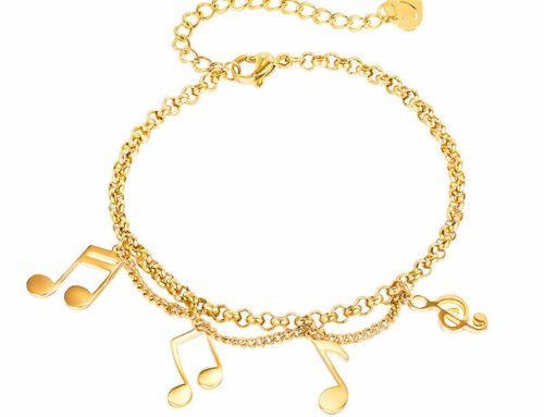 Personality gold plated musical notes titanium steel cool bracelets