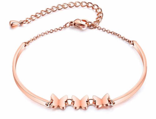 Fashionable butterfly rose gold plated titanium bracelets