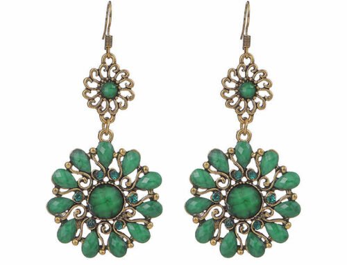 Retro style alloy arcylic electro plating ethnic turquoise earrings