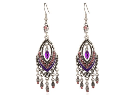 Dangle and drop earrings retro style with rhinestone