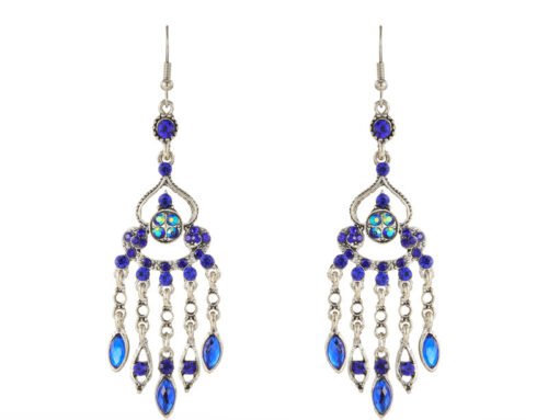 Drop down earrings alloy material with rhinestone