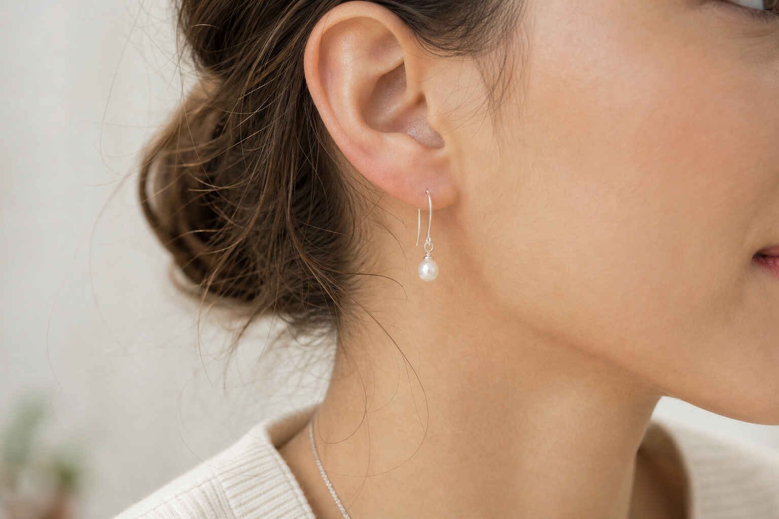 elegant sterling silver shepherd hook earrings close‑up