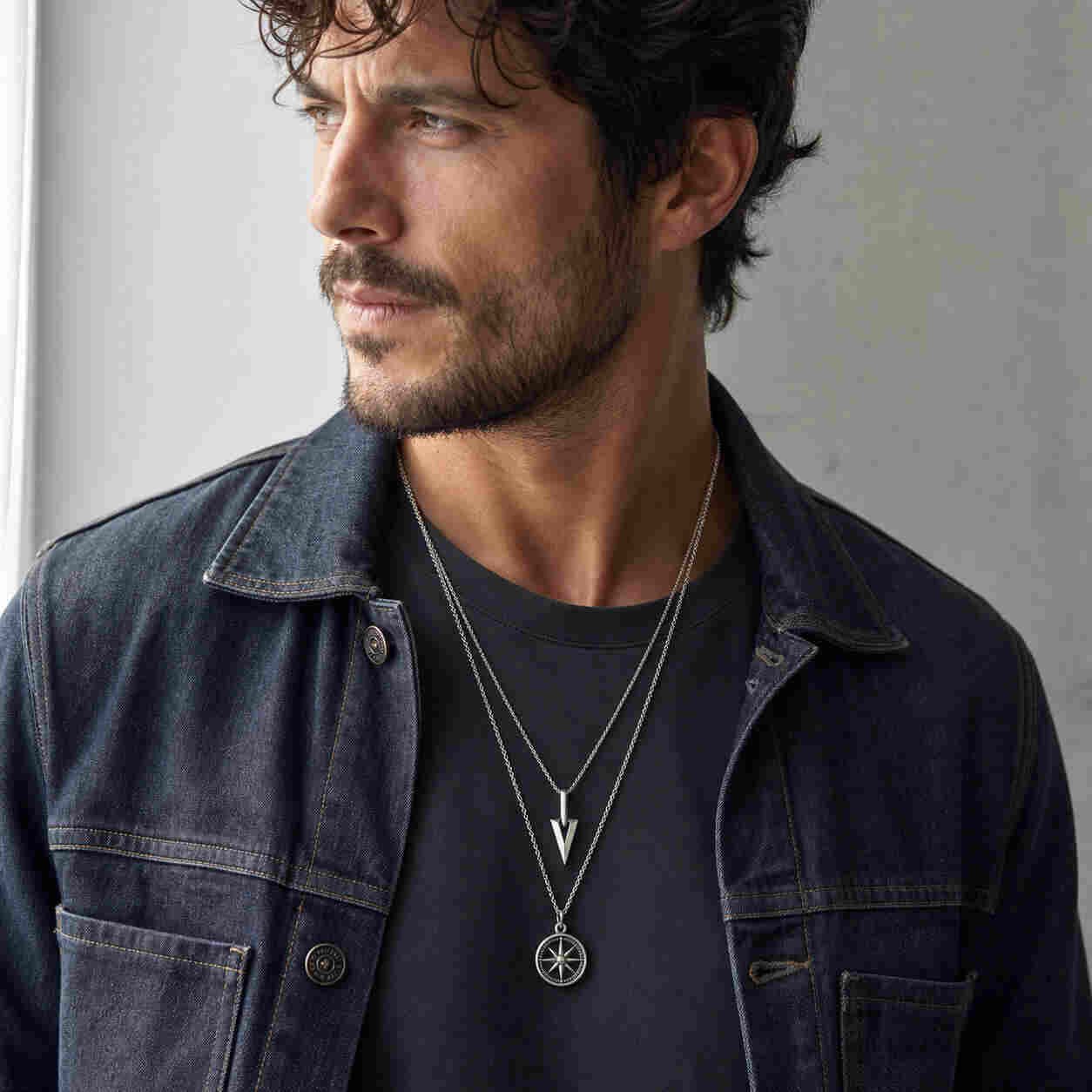 pendant ideas for men minimal layered necklace style